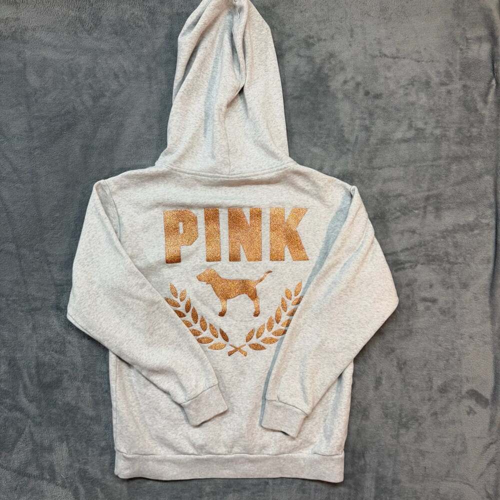 Pink Victoria's Secret Everyday Campus Pullover Hoodie Gray Rose Gold